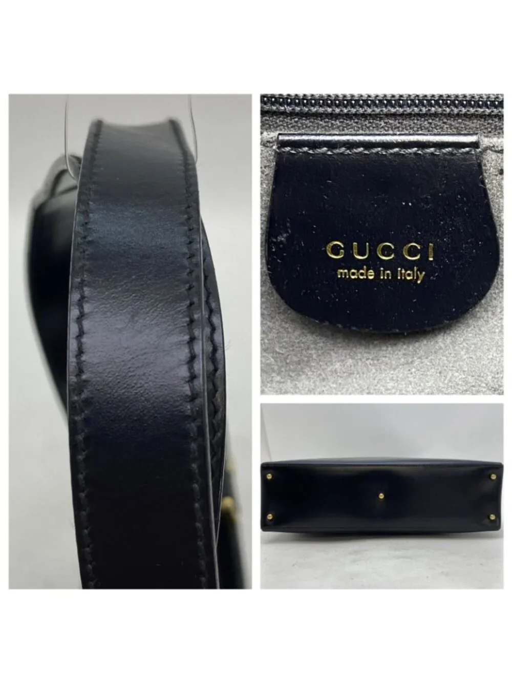 Gucci Handbag Leather Black Tote GG Business - Picture 4 of 15